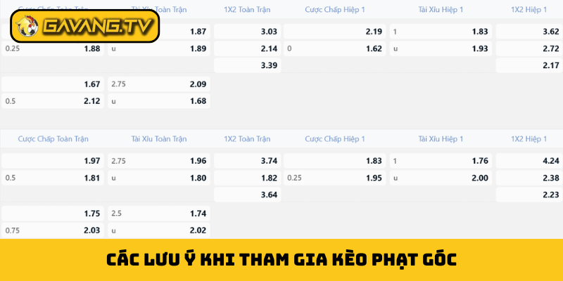 Các lưu ý khi tham gia kèo phạt góc