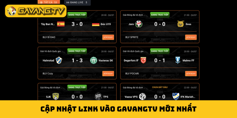 Cập nhật link vào GavangTV mới nhất