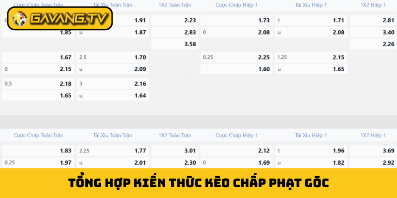Tổng hợp kiến thức kèo chấp phạt góc